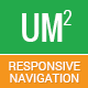 Double (dual-sided) responsive navigation and user account menu